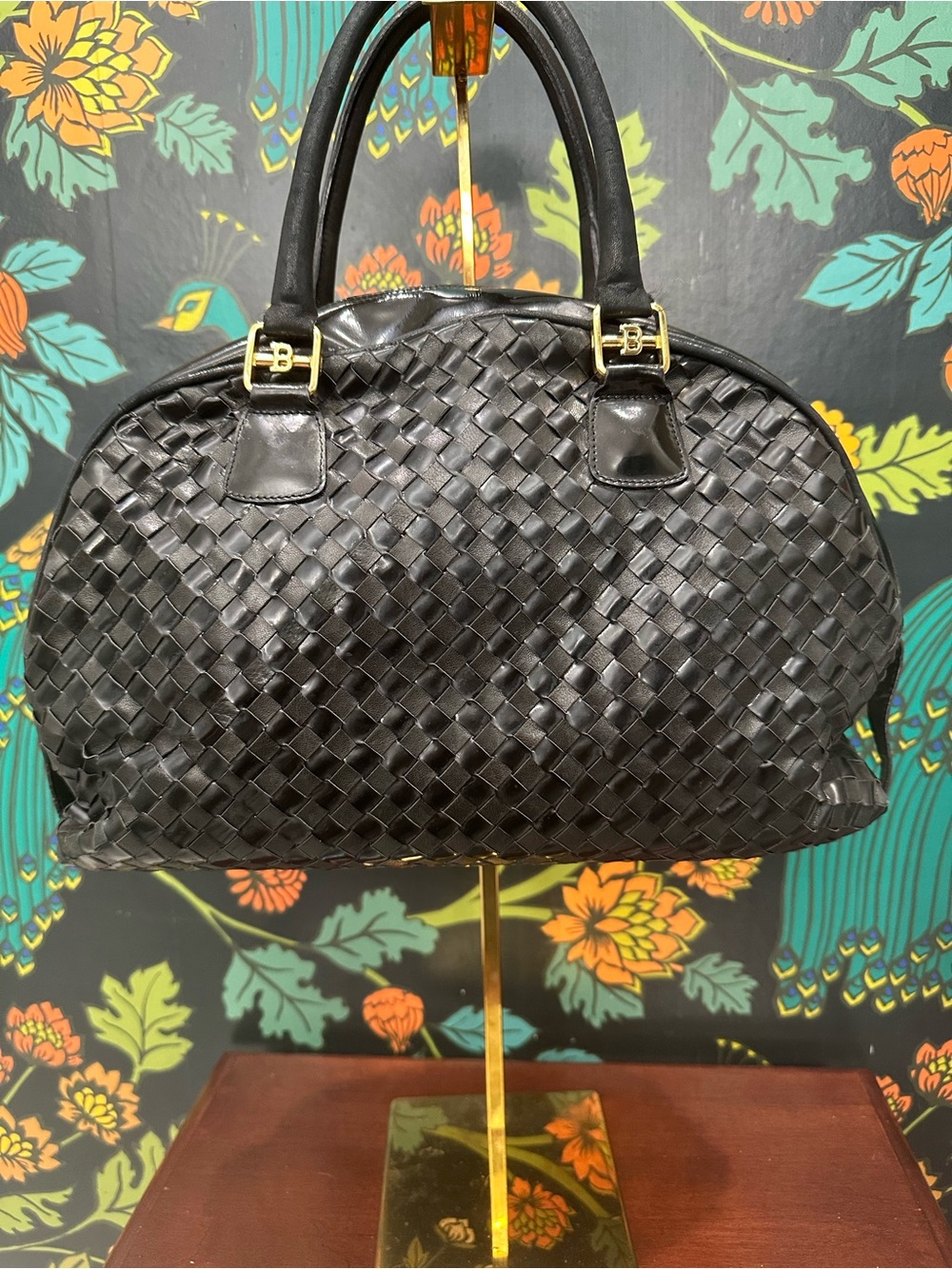 Rare Vintage Bally Woven Leather Dome Satchel With Box and Dust Bag - Picture 10 of 16